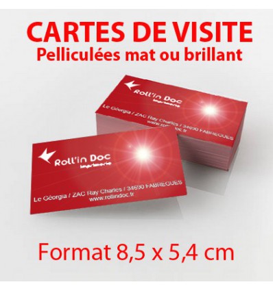 Cartes de Visite 8,5 x 5,4 cm - Pelliculage